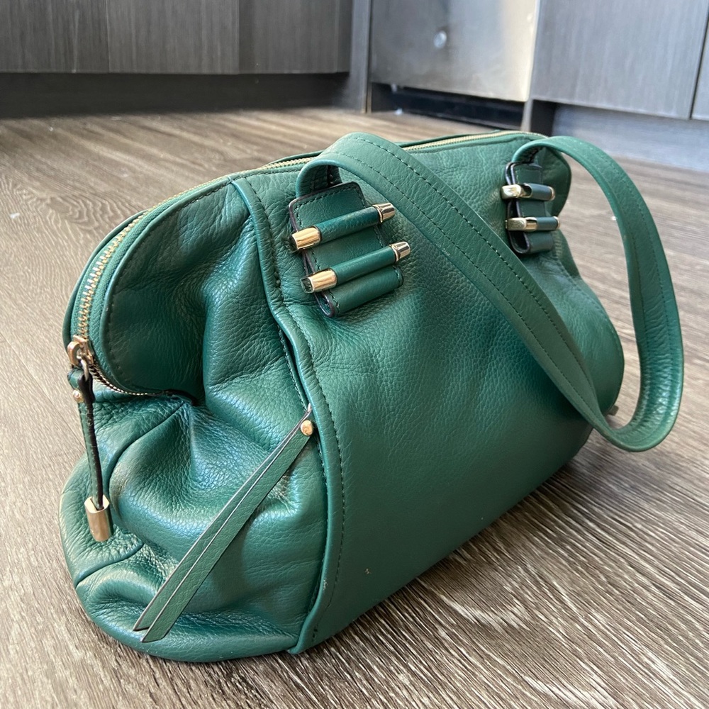 B. Makowsky Green Pebble Leather Bag